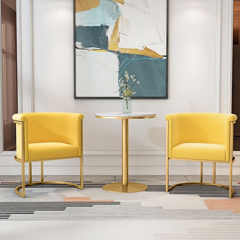 Parsons Velvet Arm Chair Velvet Gold Base Dining Chair for Dining Room