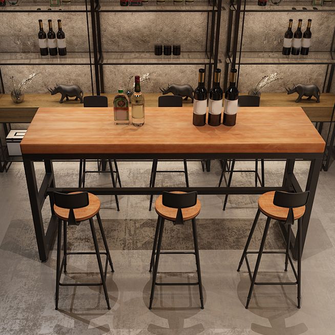 Industrial Rectangle Pub Table Set 1/4/6/7 Pieces Solid Wood Bistro Set