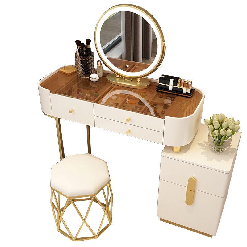 Glam Glass Vanity Dressing Table Bedroom Mirror Makeup Vanity Desk with Drawer