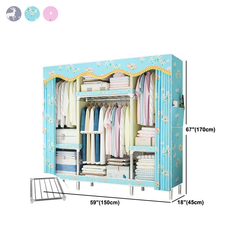 Steel Frame Wardrobe Armoire Contemporary Style Wardrobe Cabinet for Bedroom