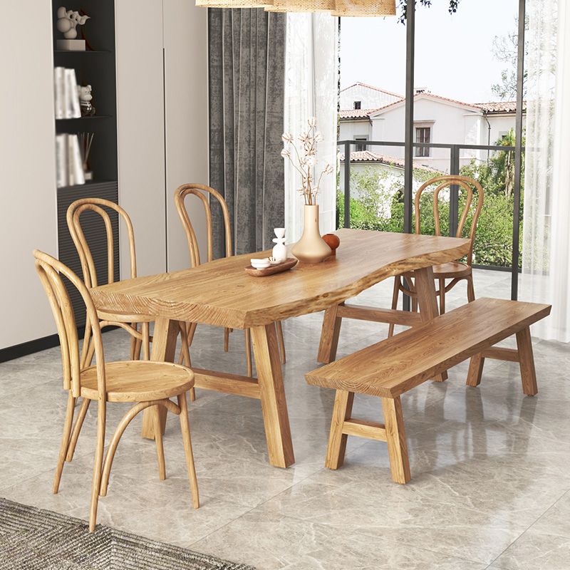 Modern 1/2/3/5/6 Pieces Rectangle Dining Set Solid Wood Dining Table with Chairs