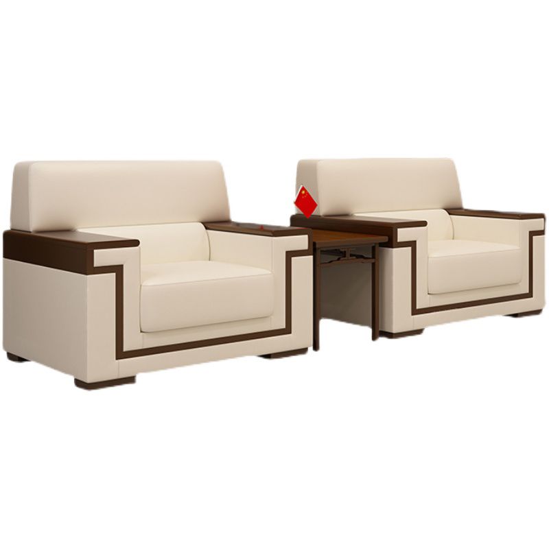 Contemporary Tight Back Standard Sofa 35.43"High Square Arm Sofa, Beige