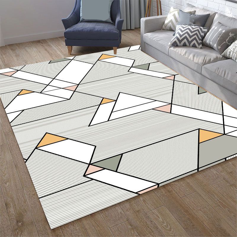 Contemporary Geometry Print Rug Polyester Indoor Carpet Stain Resistant Area Rug for Home Decoration
