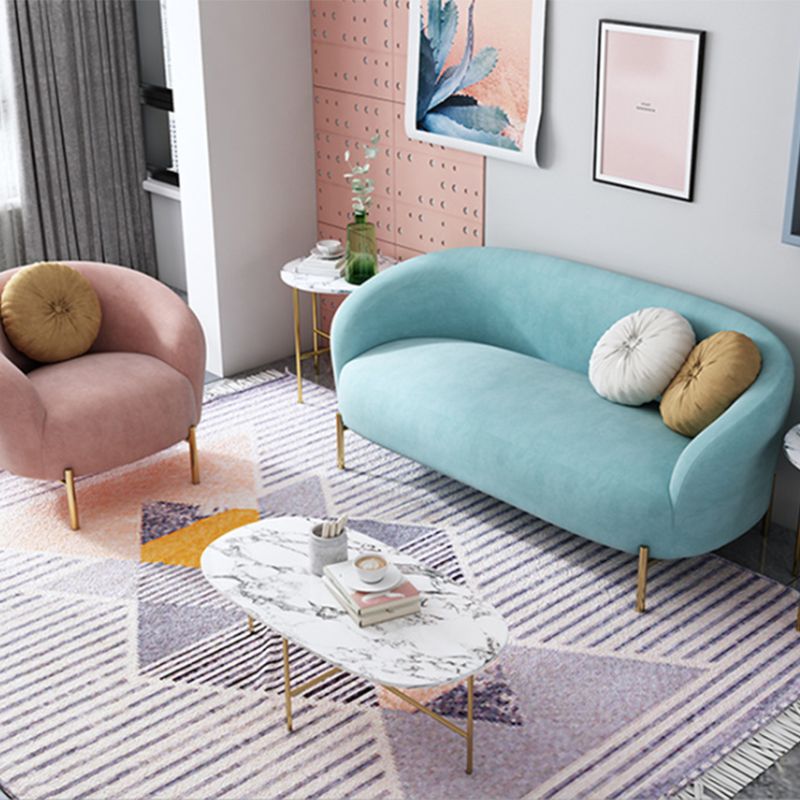 Velvet Modern Sloped Arm Sofa 29.92" H Tuxedo Arm Sofa with 2 Pillows