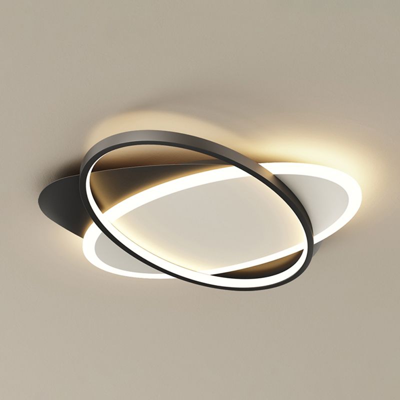 Lámparas de techo empotradas con forma ovalada de metal, estilo moderno, 2 luces