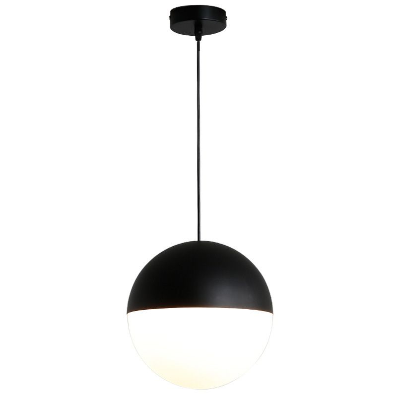 Sospensione di vetro a 1 luci a forma di sfera in bianco e nero Luce di sospensione in vetro a 1 luce per ristorante