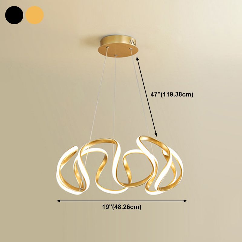 Waving Chandelier Light Fixture Nordic Style LED Hanging Light Fixture