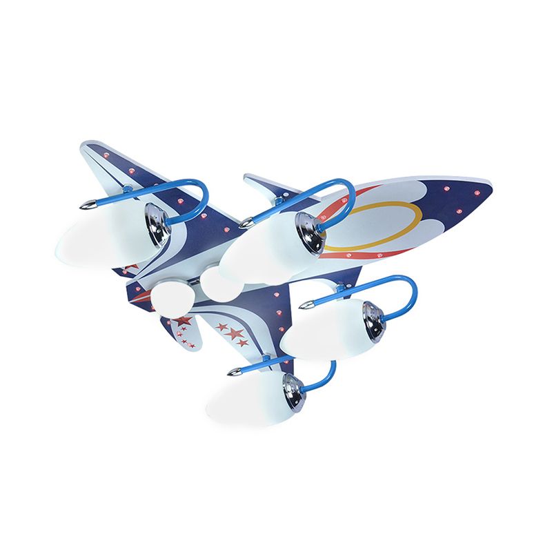 Plafonnier encastré en forme d'avion de chasse Cool, plafonnier en bois à plusieurs têtes pour chambre de garçons