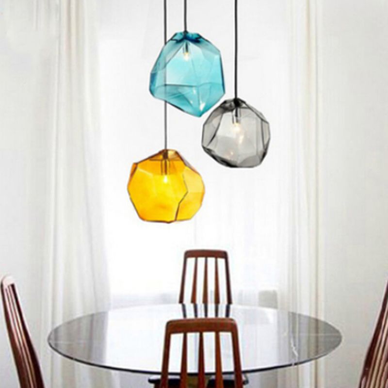 Irregular Stone Shaped Glass Hanging Light Creative Nordic Minimalism 1-light Pendant