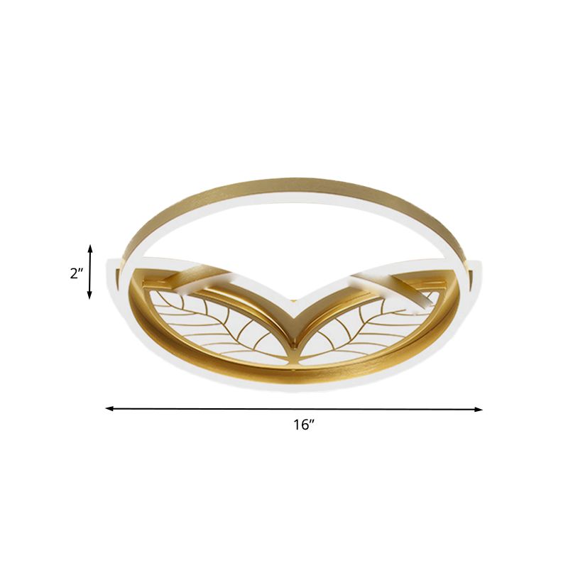 Acrylic Halo Ring Flush Ceiling Light Contemporary 16"/19.5" W LED Flush Mount Lamp in Gold, Warm/White Light
