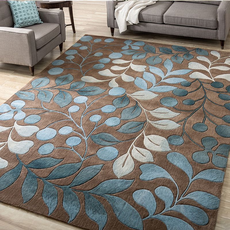 Multi Color Home Rug Contemporary Floral Rug Synthetics Stain Resistant Non-Slip Backing Washable Area Carpet