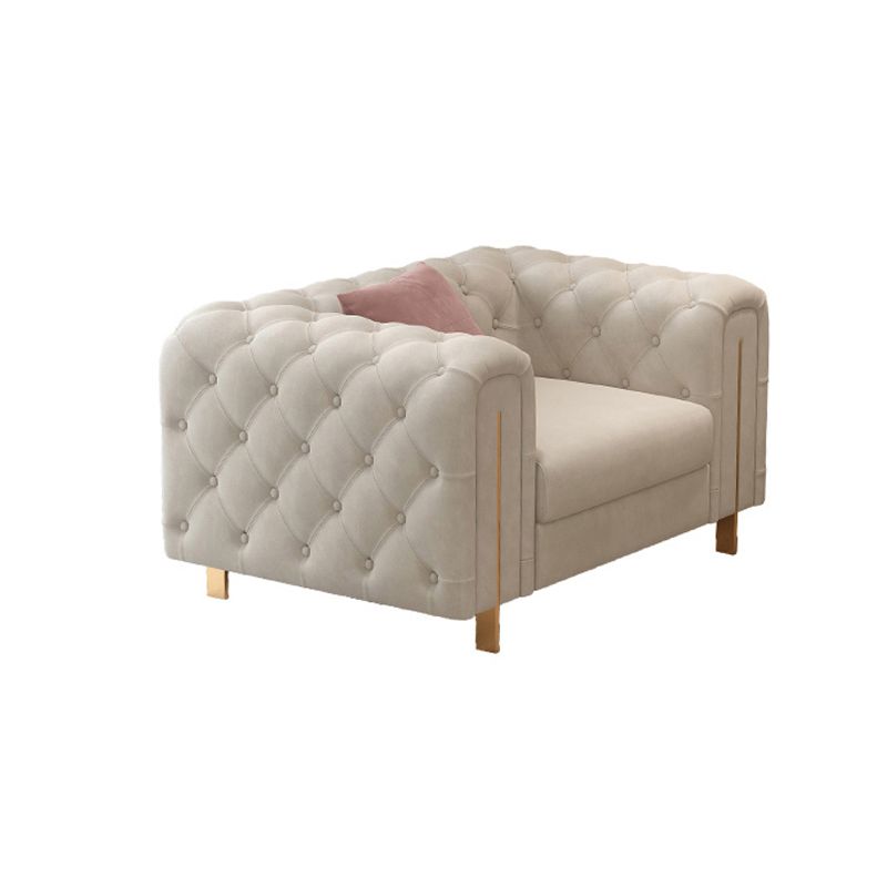 Tuxedo Arm Sofa Contemporary White Sofa with Tufted Split-Back