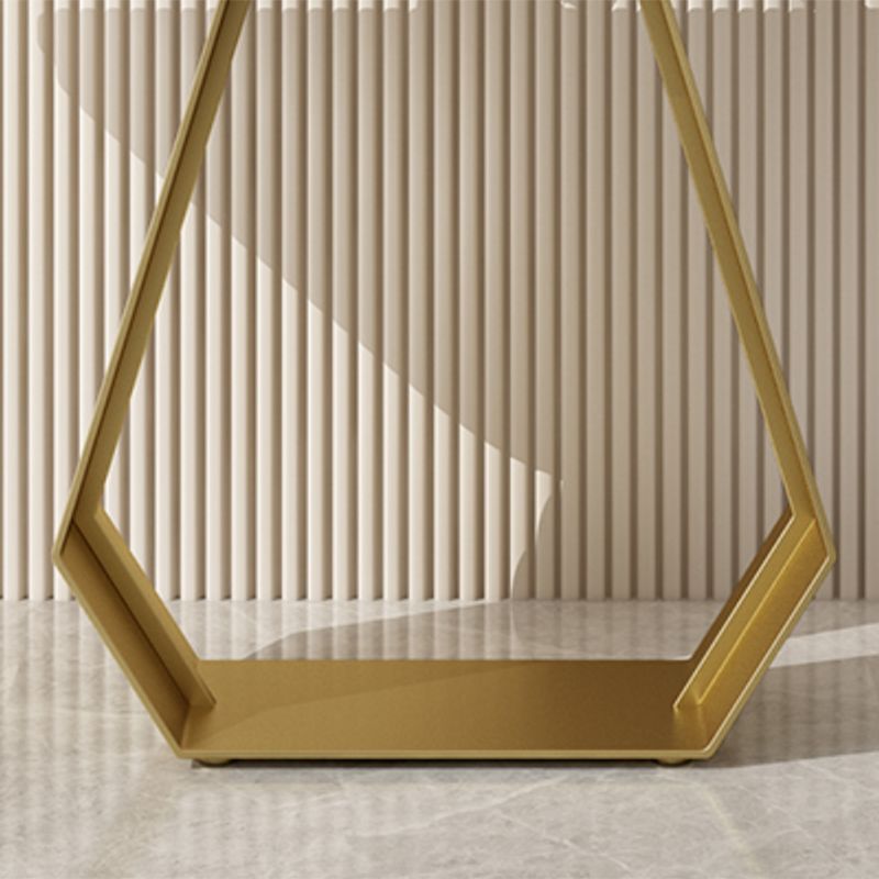 Glam Style Rectangle Top Accent Table with Iron Base and Stone Top