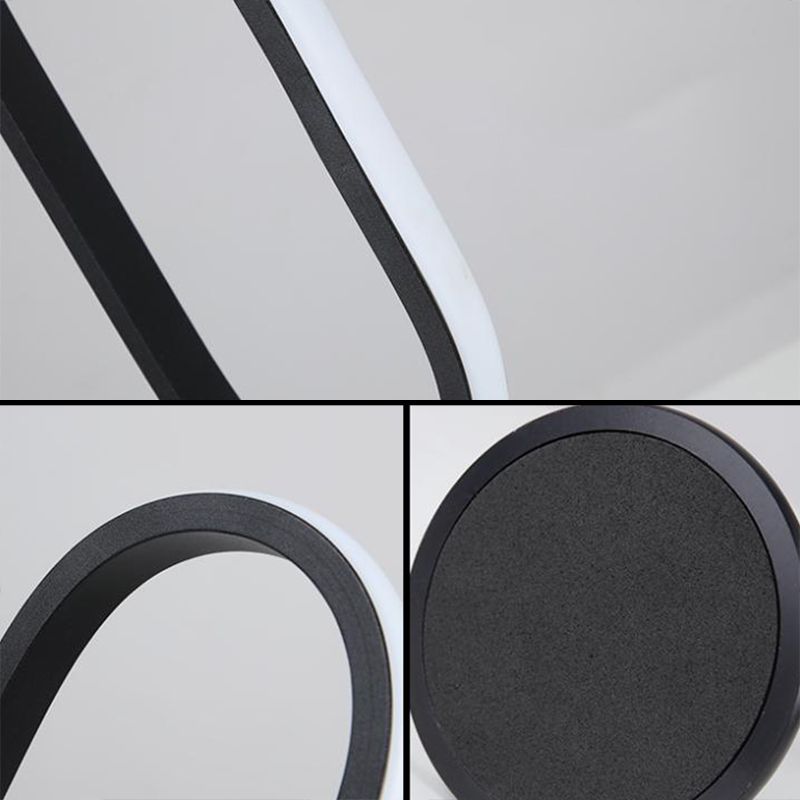 1 Light Oval Nightstand Lamp Contemporary Metal Nightstand Lamps for Club in Black