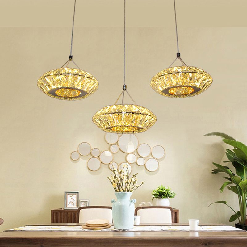3 koppen multi -light hanger eenvoudige ufo heldere afgeschuinde kristal LED -suspensieverlichting