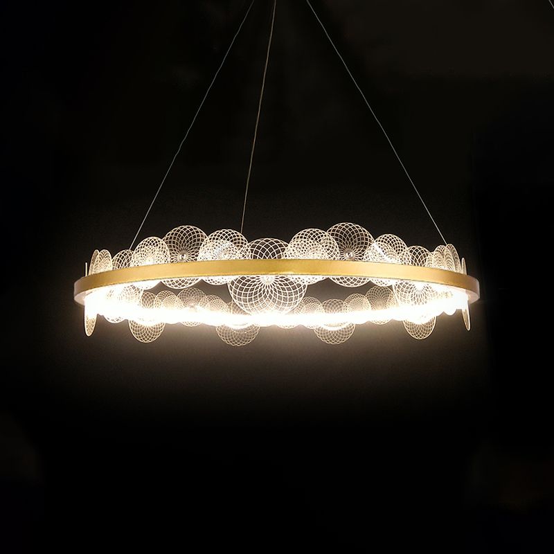 Modern LED LED Lampone a sospensione con finitura a mandato a trama con pannello acrilico a testutto in luce bianca/calda