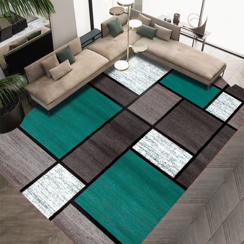 Modern Rug Geometric Design Carpet Polyester Non-Slip Backing Indoor Rug for Living Room
