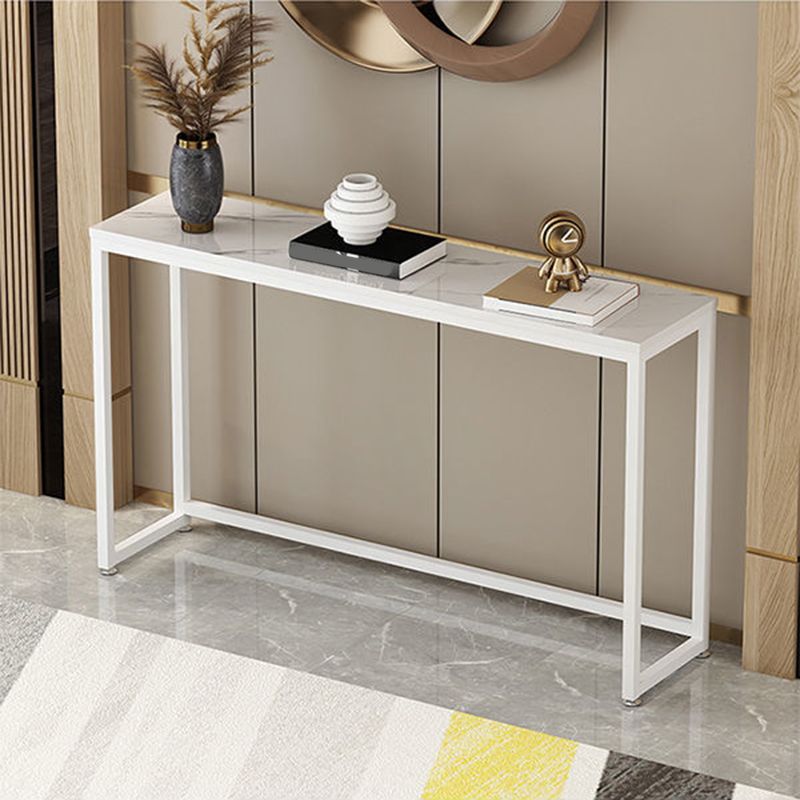 Trestle Legs 41.33" H Table Stone Rectangle Console Accent Table