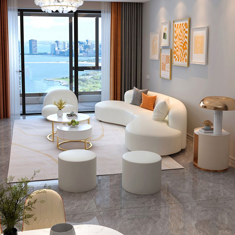 Curved Armless Sectional Sofa Faux Leather Stain-resistant Sectional