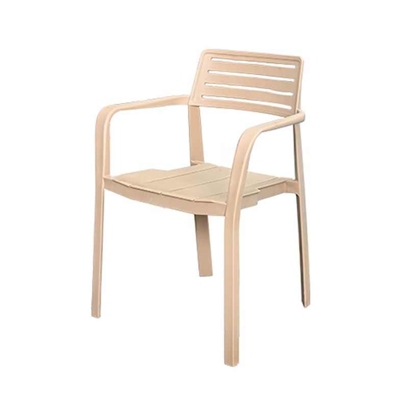 Metal Dining Side Chair Stacking Outdoor Bistro Chairs with Arm