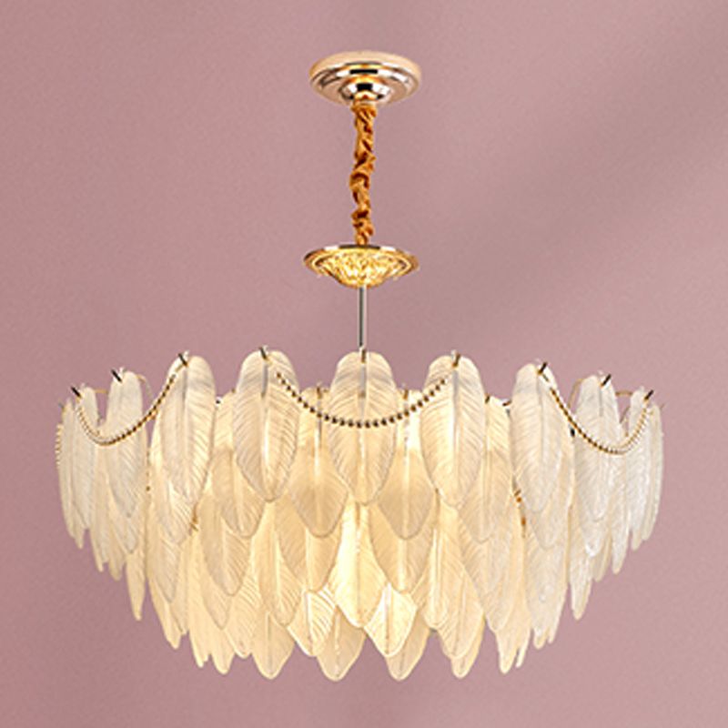 Costilla de iluminación moderna de lámpara de forma de pluma con pantalla de lámpara de vidrio para estudiar