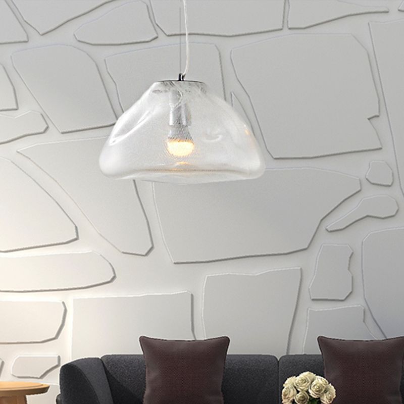 Luce a sospensione in vetro di fusione irregolare moderna 1 luce argento/rosso/blu sospeso per soggiorno, largo 8 "/12"