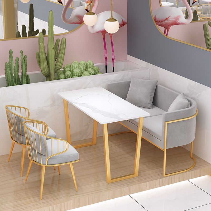 Glam Upholstered Dining Chairs Metal Windsor Back Arm Chairs