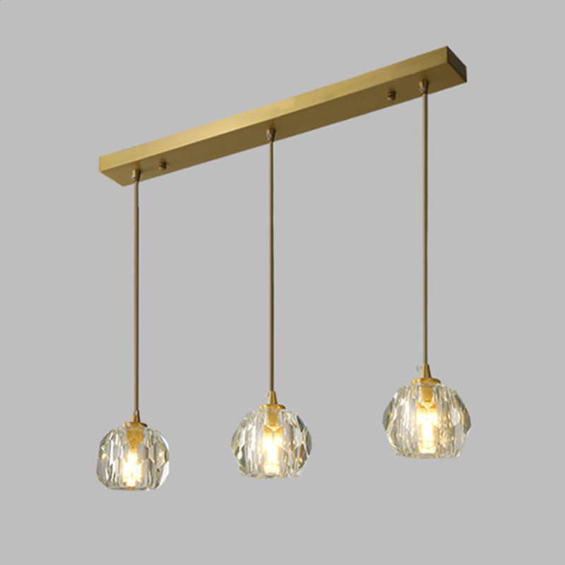 Postmodern Crystal Pendant Light Brass Finish Hanging Lamp with Adjustable Hanging Cord