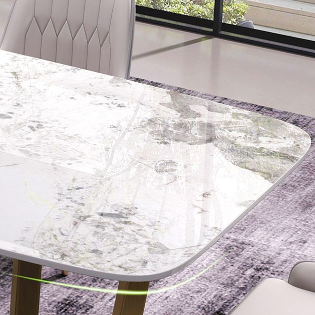 Mesa de comedor de piedra sinterizada de lujo, mesa rectangular con pedestal de caballete