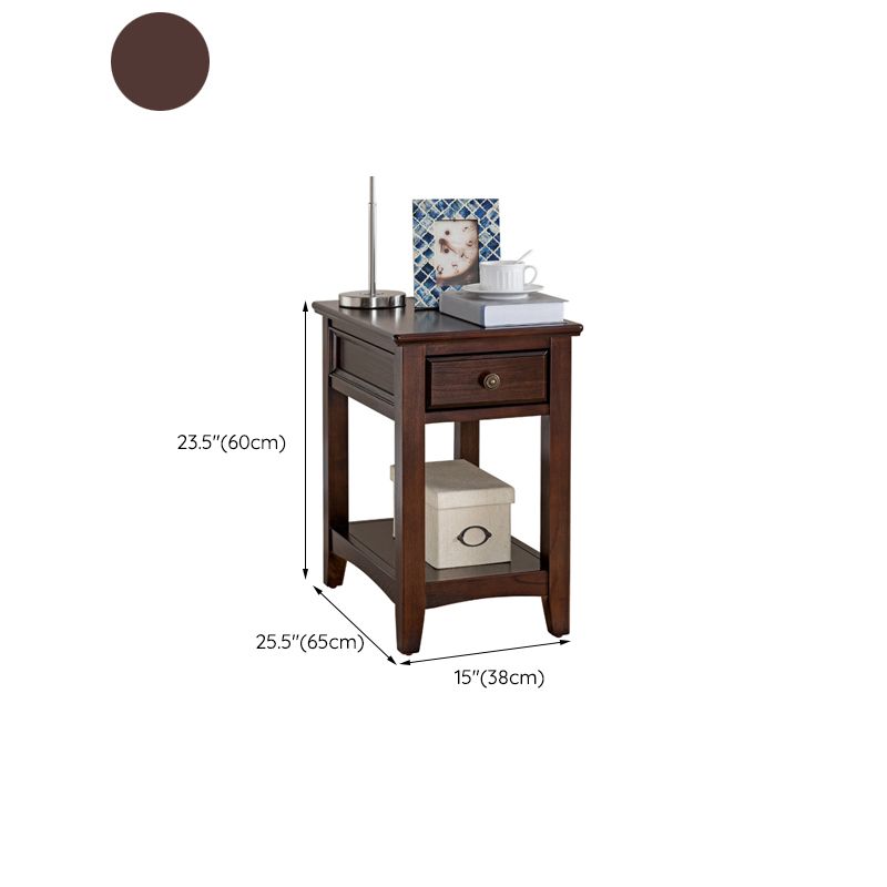 Modern Rectangle Top Side Table 23.62" Tall Wood End Table with Storage