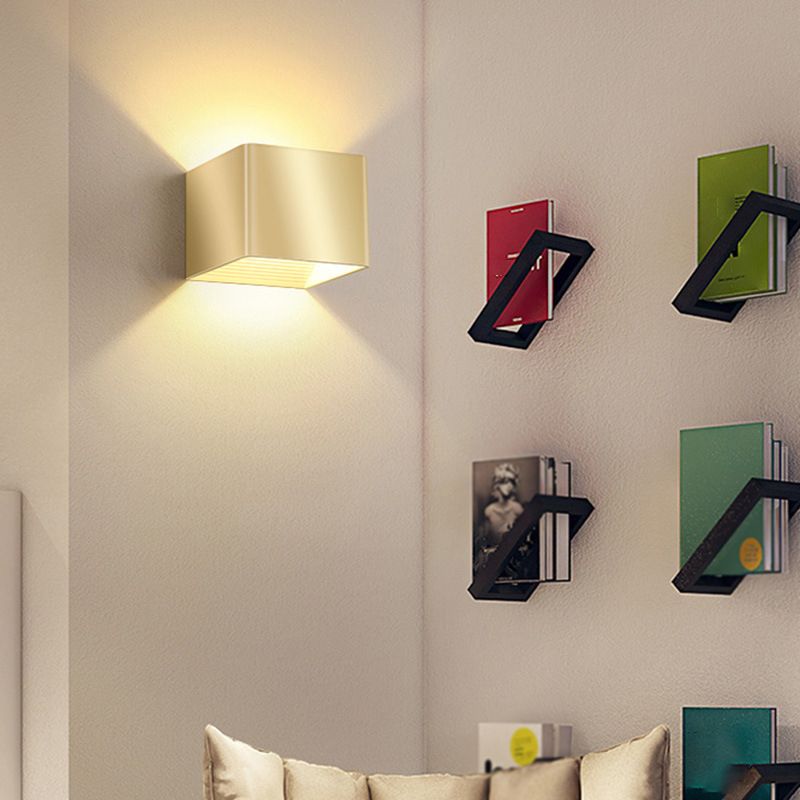Modern Golden Wall Mounted Sconce Rectangle 2 Lights Shaded Wall Light