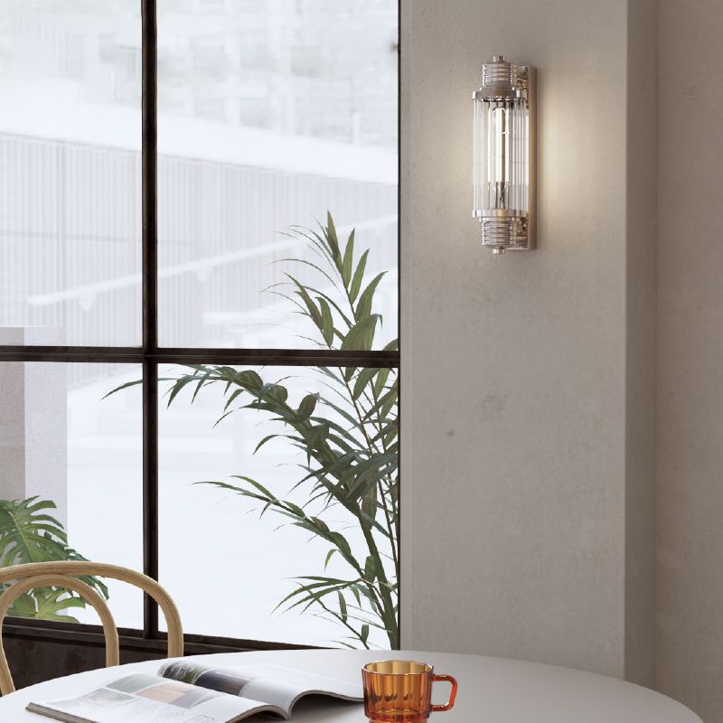 Cilindrische spoelmontage Wand SCONCE Moderne zilveren wand SCONCE Lichten met glazen schaduw