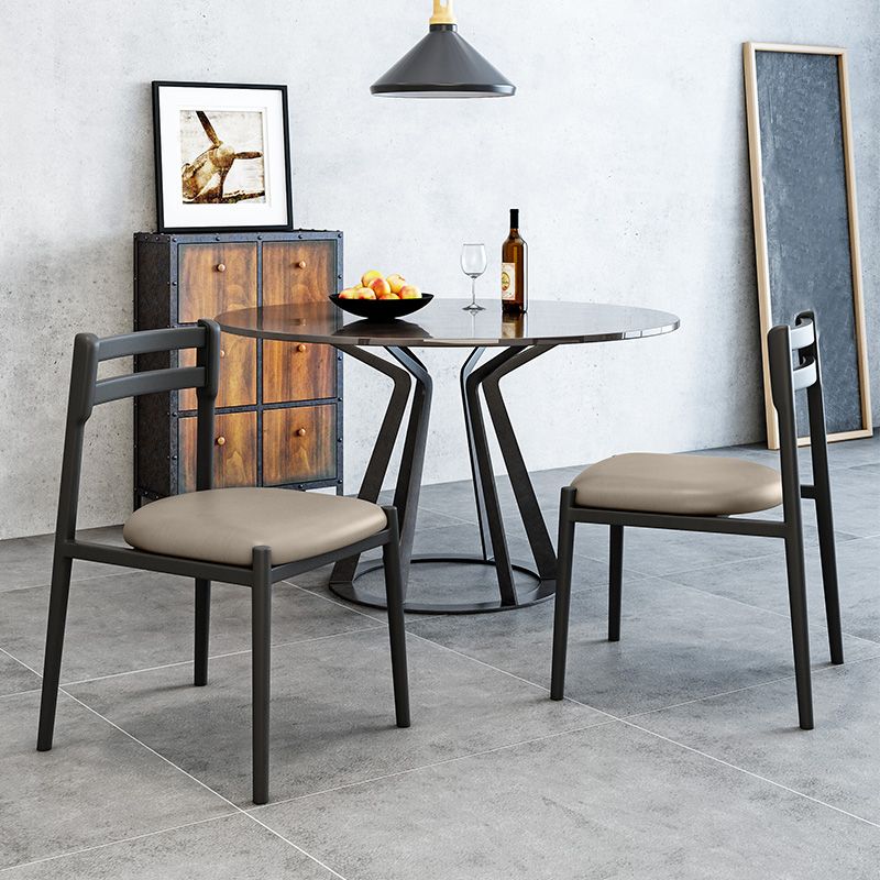 Ladder Back Armless Dining Chairs Upholstered Side Chairs with Metal Legs