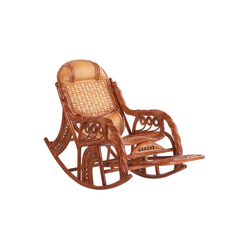 Conventional Rocking Chair Rattan Frame Solid Color Spindle Backrest Indoor Rocking Chair