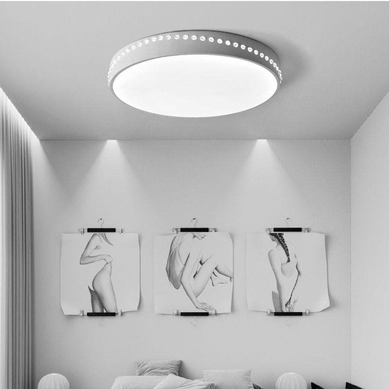 Drum Acrylic Ceiling Light Fixture Modern LED Black/White/Grey Flush Mount Lighting in Warm/White Light, 14"/18"/21.5" Dia