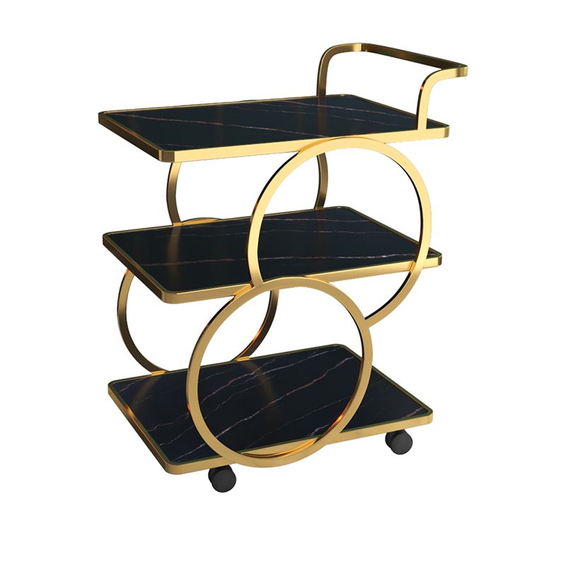 Contemporary 31.5"H Rolling Prep Table Rectangular Metal Prep Table for Dining Room