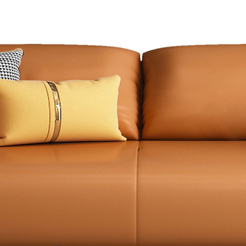 Faux Leather Modern Pillow Top Arm Sofa Standard Sofa for Living Room, Apartment