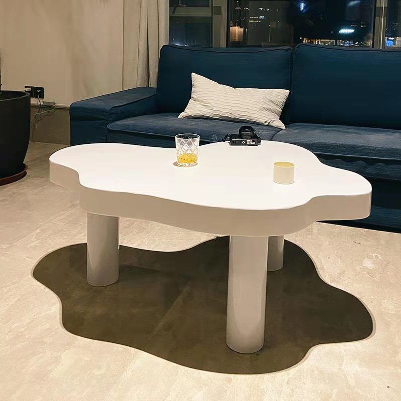 Contemporary 3 Legs Coffee Table Wood Cloud Shaped Cocktail Table