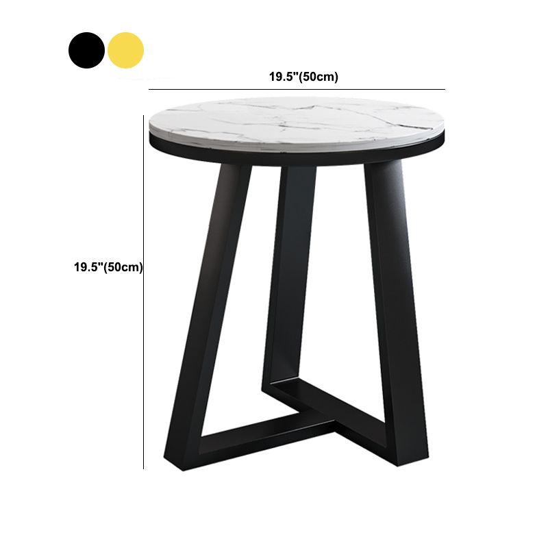 Oval Stone Top Coffee Table with Iron Cross Base Cocktail Table in White