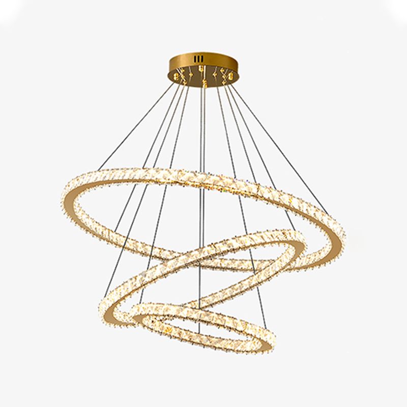 Contemporary Crystal Ceiling Hung Fixture Tiered Living Room Down Lighting Pendant
