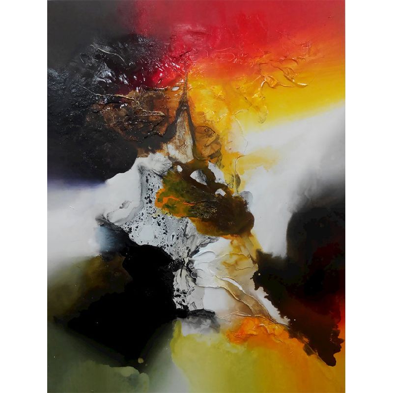 Illustration Abstract Mural Wallpaper for Home Gallery, Orange-Yellow, Customized Size