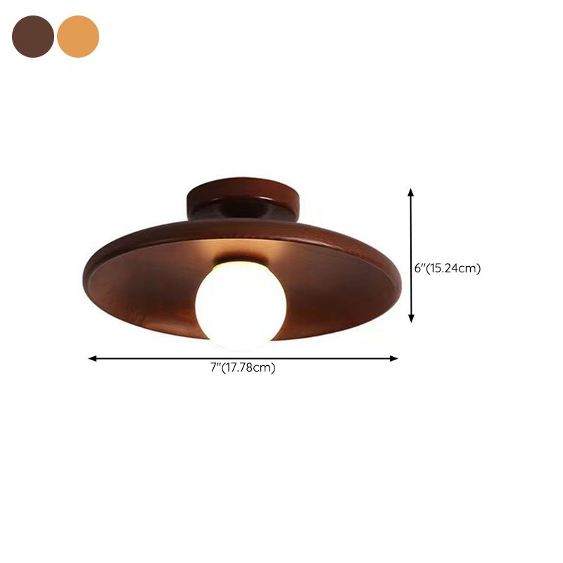 1 Light Flush Mount Fixture Contemporary Wood Flush Light for Corridor