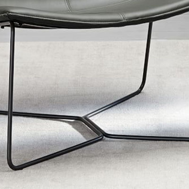 Industrial 24.4"Wide Faux Leather Fixed Back Metal Base Armless Chair