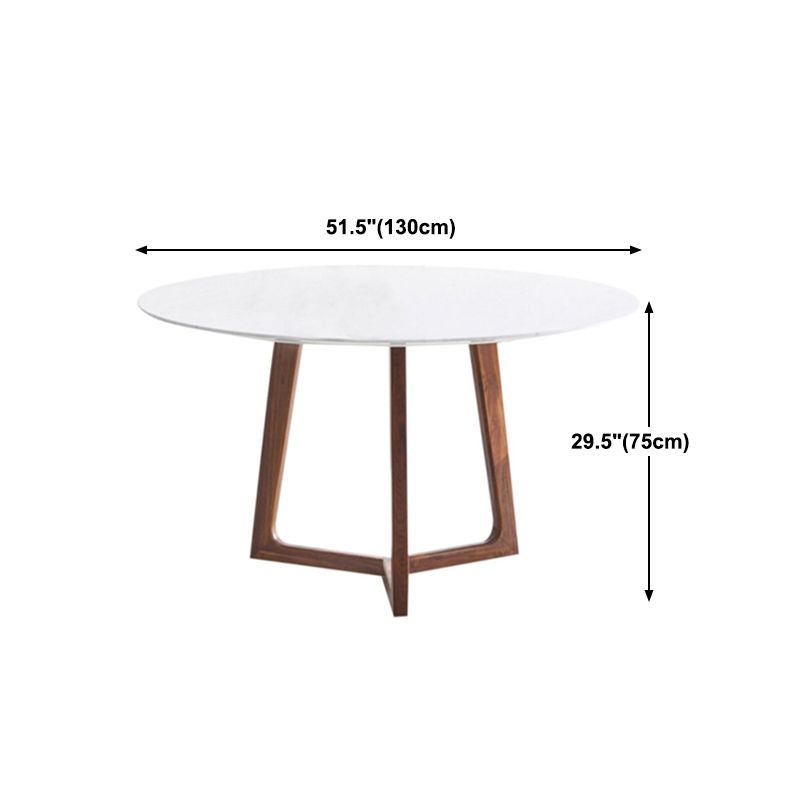 Solid Wood Sled Base Table Modern Round Dining Site Table with Stone Top