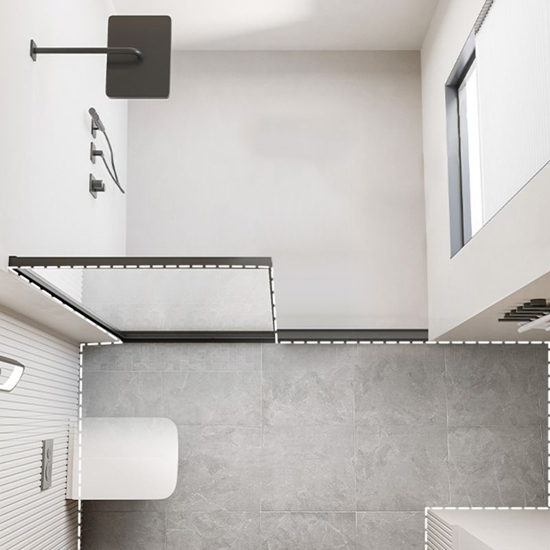 Black Fixed Shower Screen Full Frame Half Partition Bathroom Door