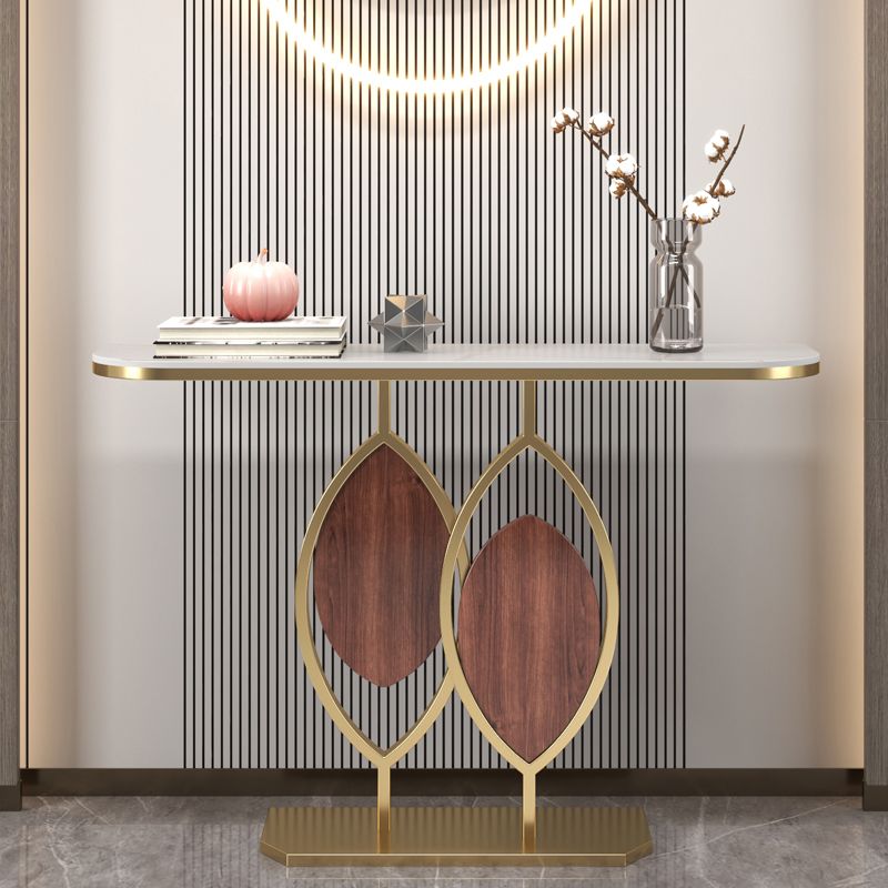 Glam Half Moon Console Sofa Table Antique Finish Console Accent Table