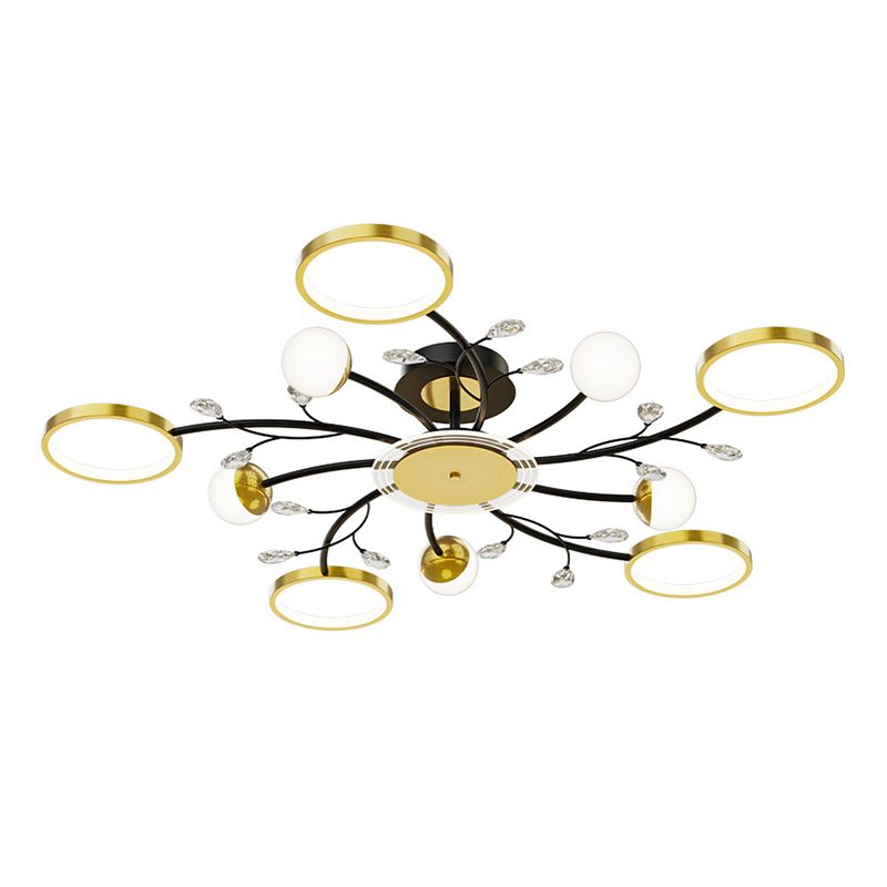 Black Sputnik Flush Mount Ceiling Light Modern Aluminum Flush Light for Living Room