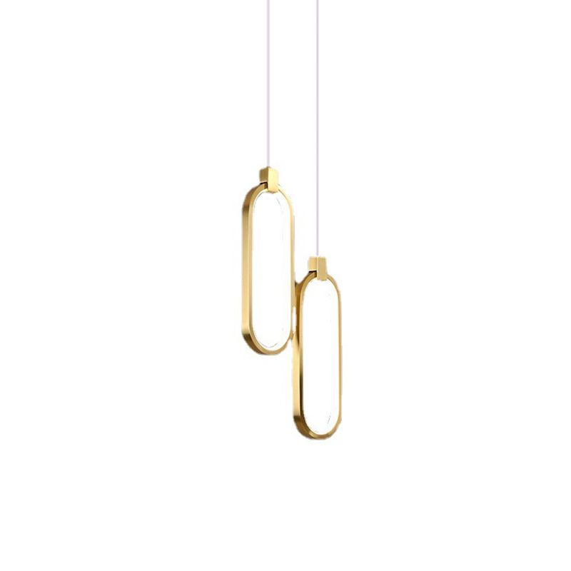 Minimalist Style LED Hanging Pendant Light Oval Pendant Light Kit with Metal Shade