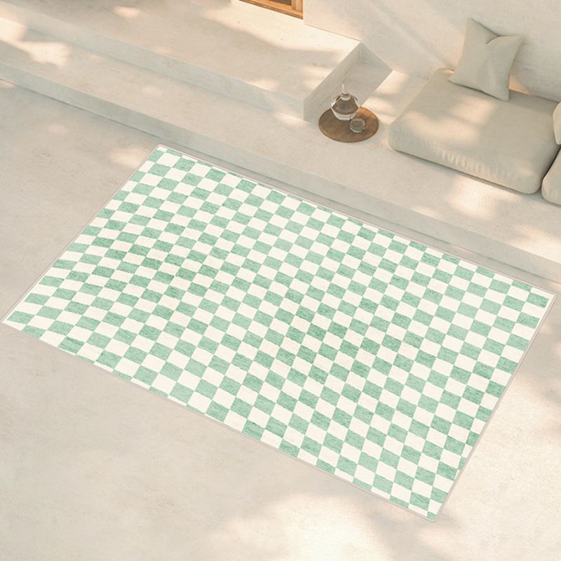 Minimalist Buffalo Plaid Rug Color Mixed Polyester Area Carpet Non-Slip Backing Rug for Living Room