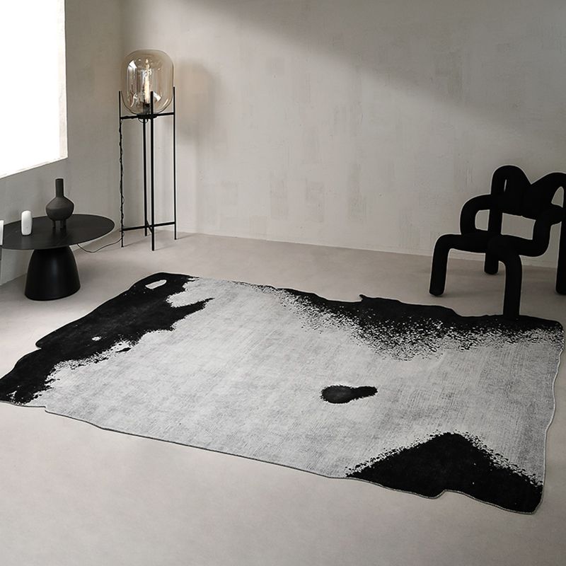 Trendy Washable Rug Modern Gray Polyester Rug Novelty Shape Carpet for Home Decor